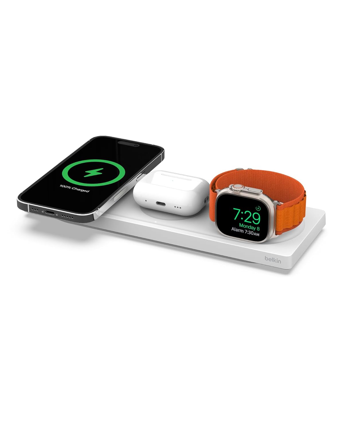 Belkin MagSafe 3-in-1 Wireless Charging Pad - Fast Wireless Charging for Apple Watch, iPhone 17, iPhone 16, iPhone 15, & iPhone 14 Series, & AirPods - Charging Station for...