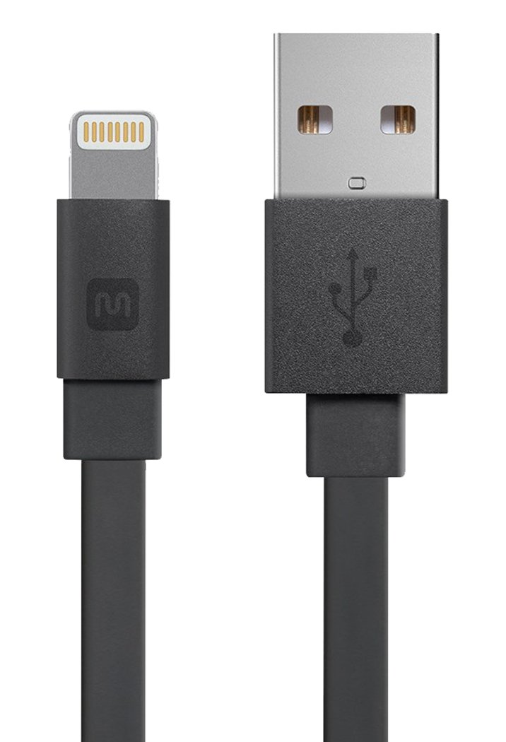 Monoprice Flat Apple MFi Certified Lightning to USB Type-A Charging Cable, 3 Feet, Black – Premium Series
