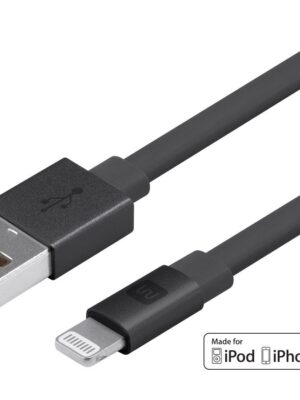 Monoprice Flat Apple MFi Certified Lightning to USB Type-A Charging Cable, 3 Feet, Black - Premium Series